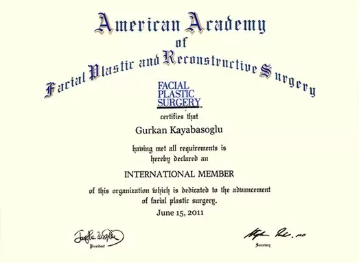 American Academy of Facial Plastic Surgery — Prof. Dr. Gürkan Kayabaşoğlu